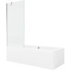 Mexen Cube téglalap alakú kád 170 x 80 cm burkolattal és 1-szárnyú paravánnal 80 cm, átlátszó, króm