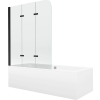 Mexen Cube téglalap alakú kád 170 x 80 cm burkolattal és 3-szárnyú 120 cm-es paravánnal, átlátszó, fekete