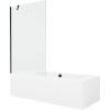 Mexen Cube téglalap alakú kád 180 x 80 cm burkolattal és 1-szárnyú paravánnal 100 cm, átlátszó, fekete