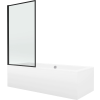Mexen Cube téglalap alakú kád 180 x 80 cm burkolattal és 1-szárnyú paravánnal 70 cm, fekete minta fix
