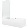 Mexen Cube téglalap alakú kád 180 x 80 cm burkolattal és 1-szárnyú paravánnal 75 cm, átlátszó, króm