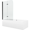 Mexen Cube téglalap alakú kád 180 x 80 cm burkolattal és 2-szárnyas paravánnal, 100 cm, átlátszó, fekete