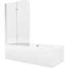 Mexen Cube téglalap alakú kád 180 x 80 cm burkolattal és 2-szárnyú paravánnal 80 cm, átlátszó, króm
