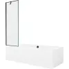 Mexen Cube téglalap alakú kád 180 x 80 cm burkolattal és egy szárnyú válaszfal 60 cm, fekete mintával