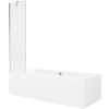 Mexen Cube téglalap alakú kád 180 x 80 cm-es burkolattal és 1-szárnyú paravánnal, 50 cm, átlátszó, króm