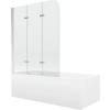 Mexen Cubik 150 x 70 cm-es téglalap alakú kád burkolattal és 3-szárnyas zuhanyfallal 120 cm, átlátszó, króm