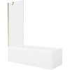 Mexen Cubik téglalap alakú kád 150 x 70 cm burkolattal és 1-szárnyas paravánnal 70 cm, átlátszó, arany