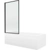 Mexen Cubik téglalap alakú kád 150 x 70 cm burkolattal és 1-szárnyas paravánnal, fekete mintázat - 550315070X9307017070