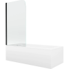Mexen Cubik téglalap alakú kád 160 x 70 cm burkolattal és 1-szárnyú paravánnal, 70 cm, átlátszó, fekete