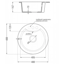 Mexen Diego 1-medencés gránit mosogató 488 x 480 mm, Fehér - 6512481000-20 mosogatótálca