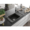 Mexen Elias  konyhai mosogató gránit 1 medence+csepegtetö+ pop up szifon  795 x 480 mm, fekete / arany - 6511791005-75 1 medencés