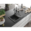 Mexen Enzo  konyhai mosogató gránit 1 medence+csepegtetö+ pop up szifon  576 x 465 mm, fekete köhatasu, szifon  fekete  - 6506571005-76-B 1 medencés