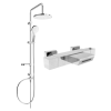 Mexen Erik kád-zuhany készlet fejzuhannyal és termosztatikus kád csapteleppel Cube, Króm - 77360205-00