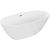 Mexen Eris szabadon álló fürdőkád 170 x 80 cm, fehér, kefe bronz túlfolyóval - 53441708000-65