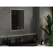 Mexen Erma LED Tükör - 50x70 cm - Fekete Keret fürdőszoba bútor