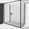 Mexen Exo-3S háromoldalas, 200 x 90 cm méretű zuhanykabin, átlátszó, fekete - 8152-200-090-70-00-3S