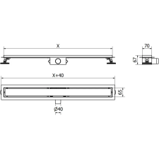 Mexen Flat zuhanyfolyóka váza 60 cm, Fekete - 1715060 fürdőkellék