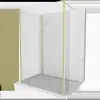 Mexen Kioto Walk-in zuhanyfal 125 x 95 x 30 cm, átlátszó, arany kefélt - 800-125-095-221-55-00-030
