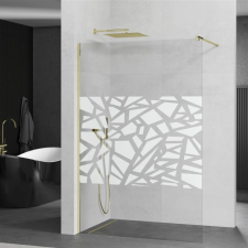Mexen Kioto walk-in zuhanyfal - átlátszó - dekorbetéttel üveg / arany profil - 100 cm (800-100-101-50-85) kád, zuhanykabin