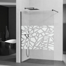Mexen Kioto walk-in zuhanyfal - átlátszó - dekorbetéttel üveg / fekete profil - 90 cm (800-090-101-70-85) kád, zuhanykabin