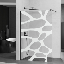 Mexen Kioto walk-in zuhanyfal - átlátszó - dekorbetéttel üveg / fekete profil - 90 cm (800-090-101-70-97) kád, zuhanykabin