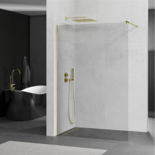 Mexen Kioto walk-in zuhanyfal - átlátszó üveg / arany profil - 80 cm (800-080-101-50-00) kád, zuhanykabin