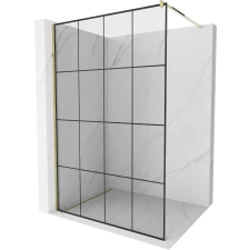 Mexen Kiotó Walk-in Zuhanyfal - Fekete/Arany - 130x200 cm - 8 mm Üveg kád, zuhanykabin