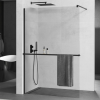 Mexen Kioto+ zuhanyfal polccal és korláttal 100 x 200 cm, Átlátszó 8 mm, Fekete - 800-100-121-70-00