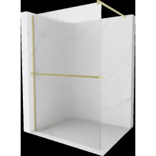 Mexen Kioto+ zuhanyfal polccal Walk-in 90 x 200 cm, átlátszó, arany martott fürdőkellék