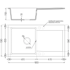Mexen Leo1-medencés gránit mosogató edényszárítóval 900 x 500 mm, Szürke, szifon Arany - 6501901010-71-G