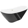 Mexen Lotos szabadon álló kád 140 x 75 cm, fehér/fekete, túlfolyó arany kefélt - 52051407775-55