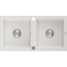 Mexen Mario 2-medencés gránit mosogató 820 x 436 mm, Fehér - 6504822000-20 mosogatótálca