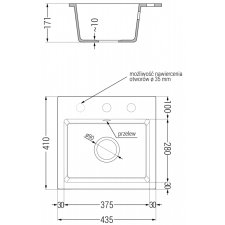 Mexen Milo 1-medencés gránit mosogató 435 x 410 mm, Fehér - 6505441000-20 mosogatótálca