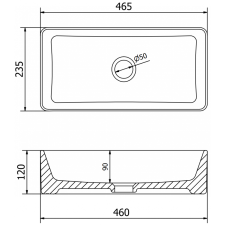 Mexen Nadia munkalapi mosdó 46 x 23 cm, Fekete matt - 21614685 szaniter