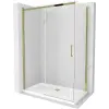 Mexen Omega 140 x 80 cm-es, áttetsző, arany tolóajtós zuhanykabin + Flat zuhanytálca - 825-140-080-50-00-4010