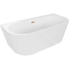 Mexen Oval+ szabadon álló falhoz álló kád 170 x 80 cm, fehér, túlfolyás rózsaarany - 52681708000-60
