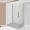 Mexen Rox-3S háromoldalú zuhanykabin tolóajtóval, 150 x 95 cm, átlátszó, rózsaarany - 8C2-150-095-60-00-3S