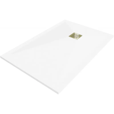 Mexen Stone+ kompozit zuhanytál 140 x 80 cm, fehér, arany takaróval - 44108014-G kád, zuhanykabin