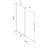 Mexen Velar 2 szárnyas kádparaván mozgatható 140 x 150 cm, Átlátszó, Fekete - 896-140-000-01-70