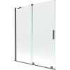 Mexen Velar 2 szárnyas kádparaván mozgatható 140 x 150 cm, Átlátszó, szálcsiszolt gun gray - 896-140-000-01-66