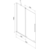 Mexen Velar 2 szárnyas kádparaván mozgatható 95 x 150 cm, Átlátszó, Fekete - 896-095-000-01-70