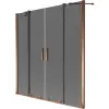 Mexen Velar Duo kétszárnyú tolható kádparaván 160 x 150 cm, grafit, rózsaarany - 896-160-000-42-60