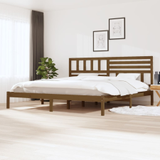 mézbarna tömör fenyőfa ágykeret 200 x 200 cm ágy és ágykellék