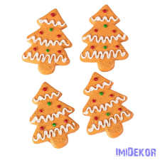  Mézeskalács dísz szett, polirezin, 4 x 3cm, kreatív felhasználásra - fenyőfa dekorációs kellék