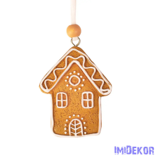  Mézeskalács házikó dísz, polirezin, 5 x 6cm, kreatív felhasználásra vagy karácsonyfára dekorációs kellék