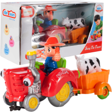 Mezőgazdasági traktor csirkével/tehénnel, pótkocsival autópálya és játékautó