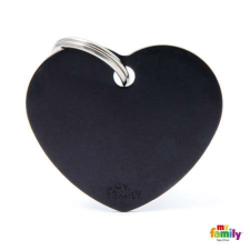  MF BIG HEART ALUMINUM BLACK 3,1x3,76 cm gravírozható biléta nyakörv, póráz, hám kutyáknak