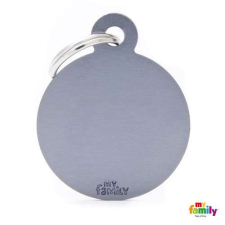  MF BIG ROUND ALUMINUM GREY 3,93x3,17 cm gravírozható biléta nyakörv, póráz, hám kutyáknak