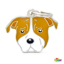  MF RED AND WHITE AMSTAFF 2,8x3,9 cm gravírozható biléta nyakörv, póráz, hám kutyáknak