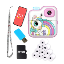 MG B3 gyerek instant fényképezőgép + 32GB memóriakártya, rózsaszín fényképező